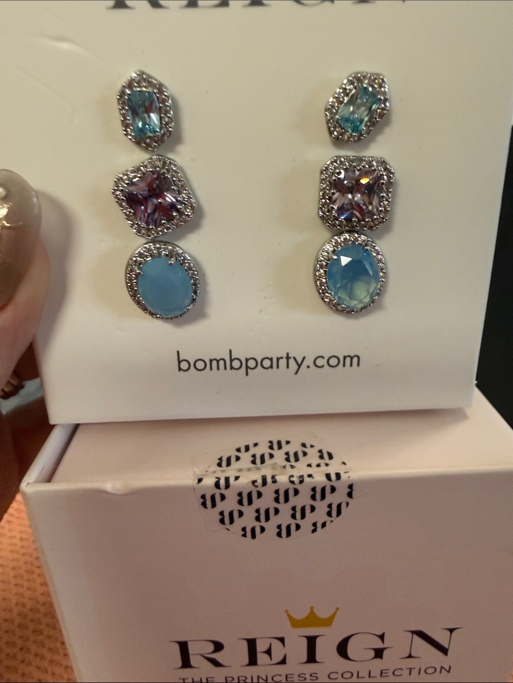 Reign The Princess Collection Blue & Purple Triple-Stud Earrings